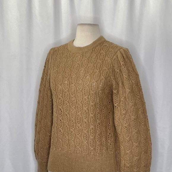 NWT!! J. CREW Balloon Sleeve Cable Knit Sweater Pale Clay Tan Brown X-Small - Picture 7 of 15